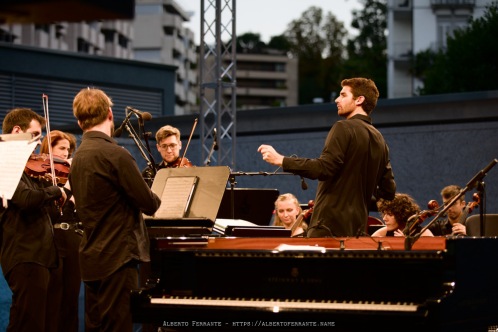 20250717 - Lac en plein air, Rhapsody & Blues: Mezquida, Razem, Orchestra Canova, Pagano / Marco Mezquida, piano; Marko Lohikari, contrabbasso; David Xirgu, batteria; Badrya Razem, voce solista; Orchestra da camera Canova; Enrico Pagano, direttore - Agorà LAC, Lugano, Switzerland