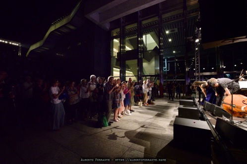 20250717 - Lac en plein air, Rhapsody & Blues: Mezquida, Razem, Orchestra Canova, Pagano / Marco Mezquida, piano; Marko Lohikari, contrabbasso; David Xirgu, batteria; Badrya Razem, voce solista; Orchestra da camera Canova; Enrico Pagano, direttore - Agorà LAC, Lugano, Switzerland